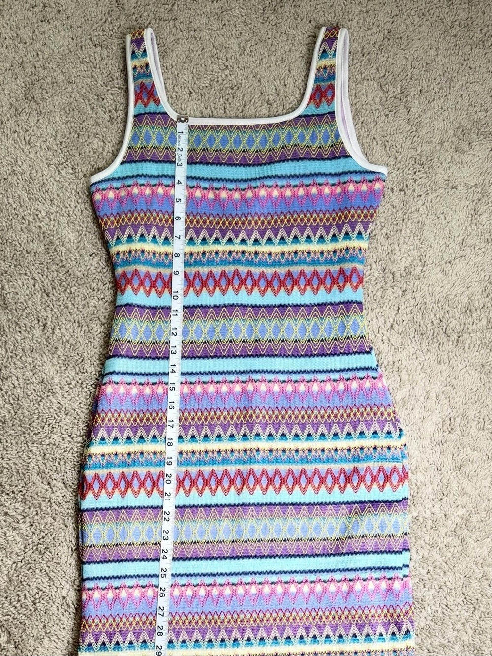 Multicolor Striped Zigzag Midi Tank Dress - Purple Accent - Picture 2 of 6